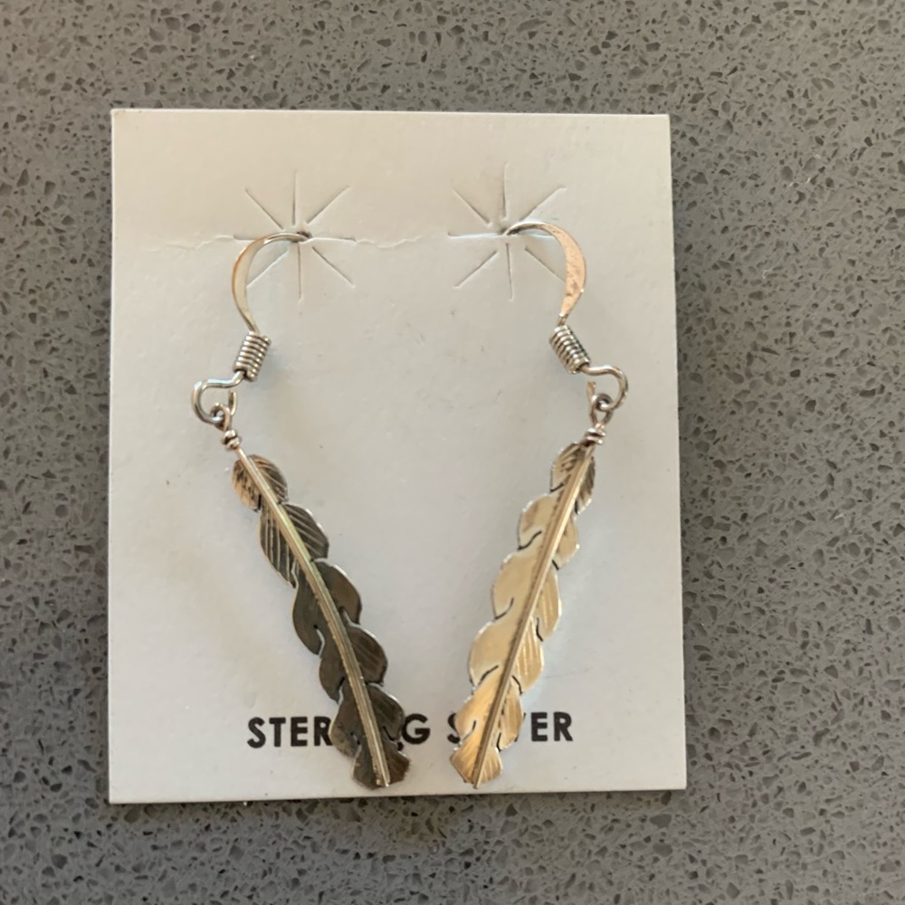Sterling Native Feather Earrings